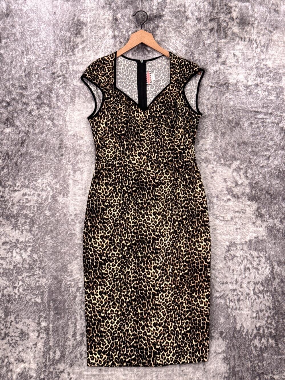 Pinup Couture Dress Large Womens Leopard Retro Sheath Pencil